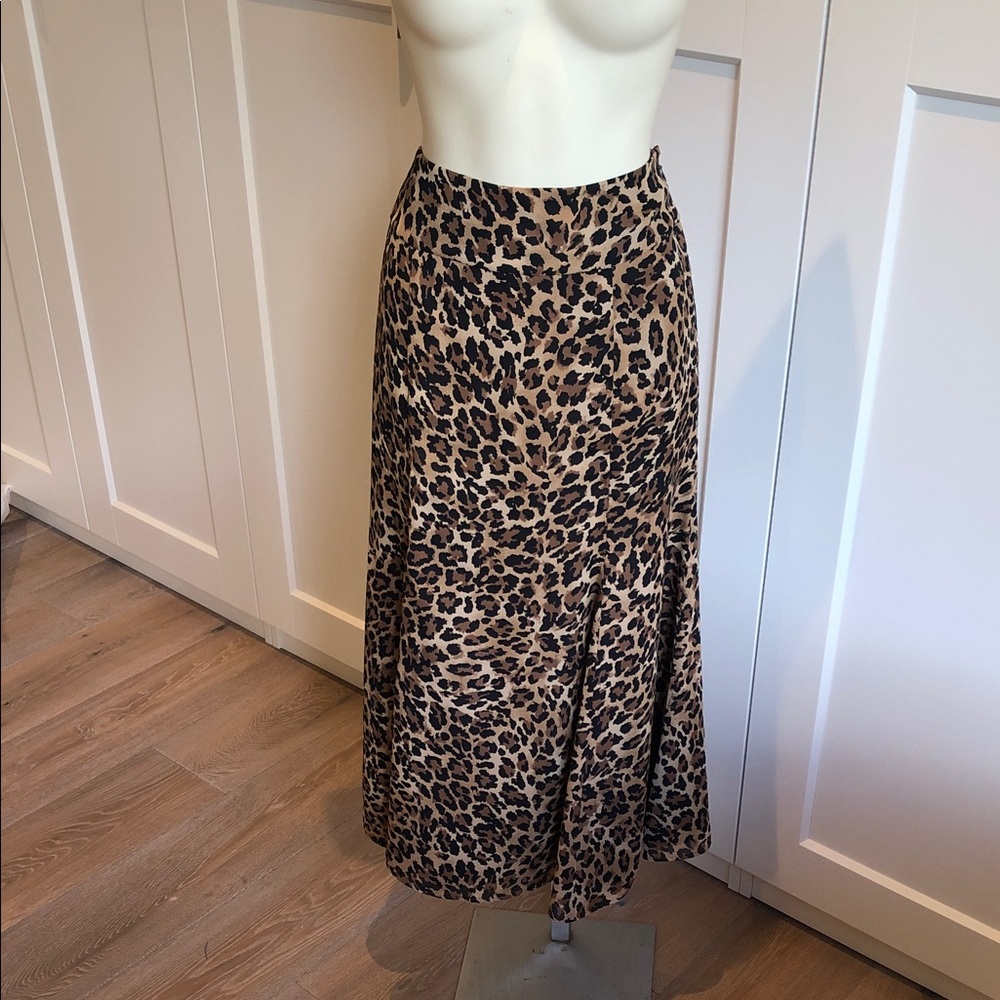 Leopard Print Midi Skirt - Tan and Black